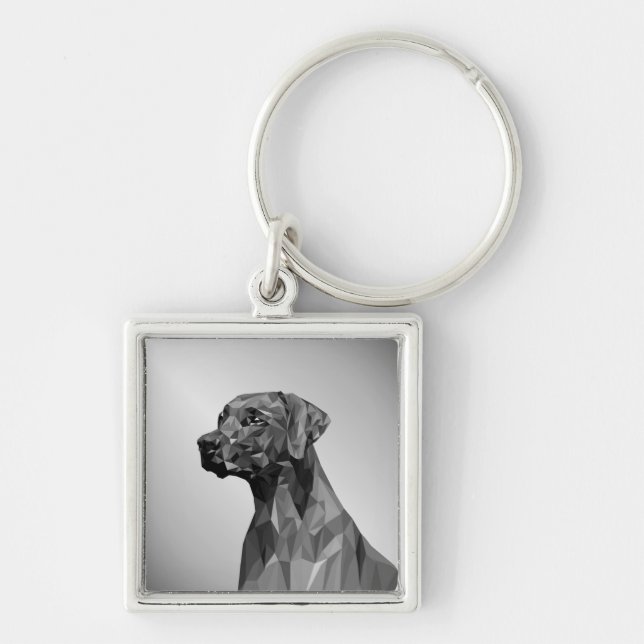 Porte-clés Chien géométrique gris (Devant)