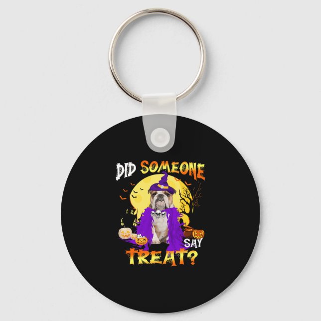 Porte-clés Chien Halloween Quelqu'Un A Dit Traiter (Recto)