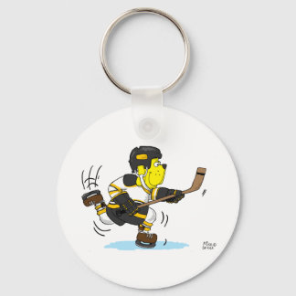 PORTE-CLÉS CHIEN HOCKEY NOIR ET OR