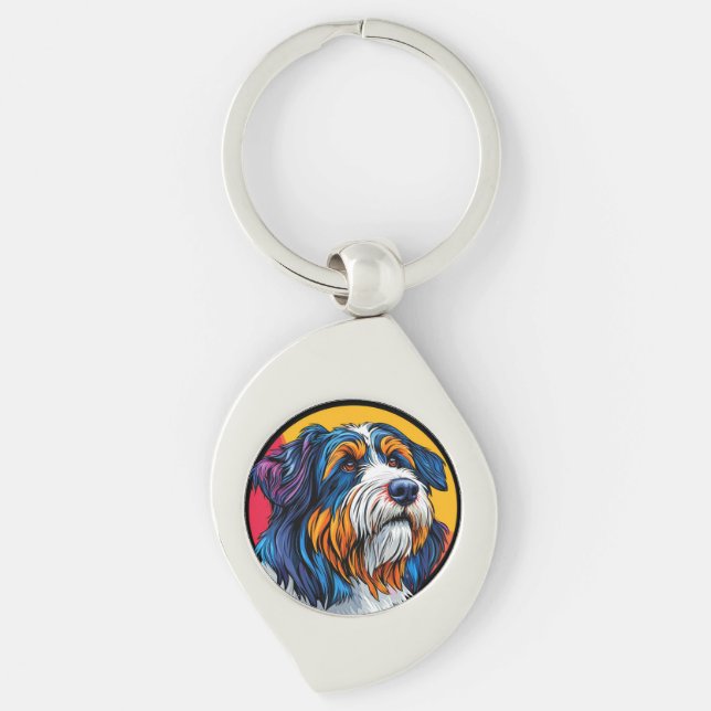 Porte-clés Chien Illustrant une Créativité Vibrante (Devant)
