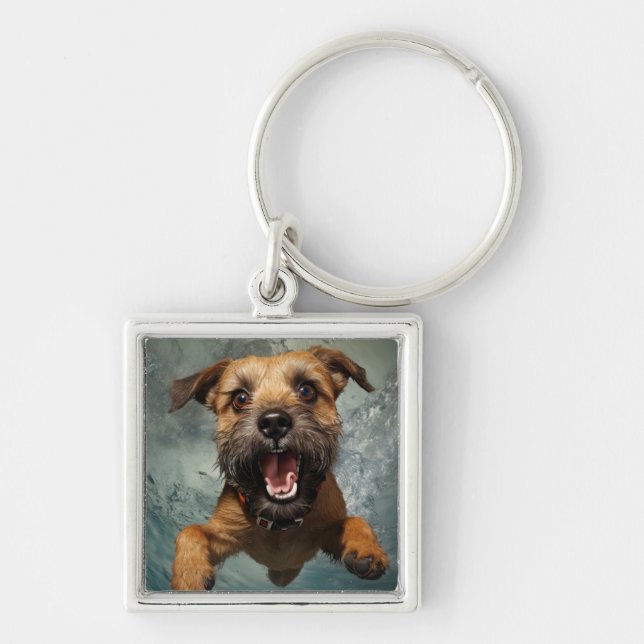 Porte-clés Chien joueur nageant sous l'eau Design (Devant)