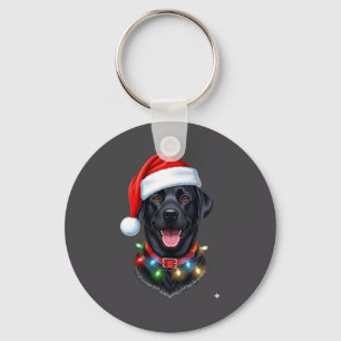 Porte-clés Chien Lab Labrador Noël Chapeau de Père Noël Lumin