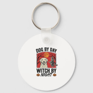 Porte-clés Chien le jour sorcière la nuit Vintage Halloween C