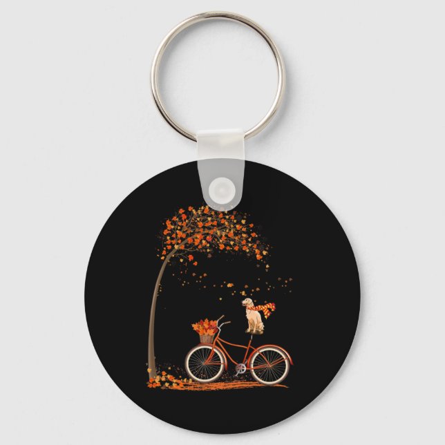 Porte-clés Chien Leaf Automne Cyclisme Automne Fun Golden Ret (Recto)