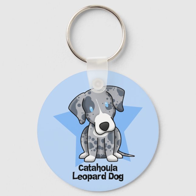 Porte-clés Chien léopard étoile de Kawaii Catahoula (Recto)
