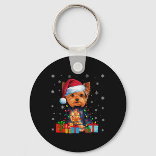 Porte-clés Chien Luminaires de Noël laid Santa Hat Yorkshire