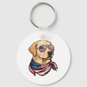 Porte-clés Chien Lunettes de soleil Drapeau Usa Bandana