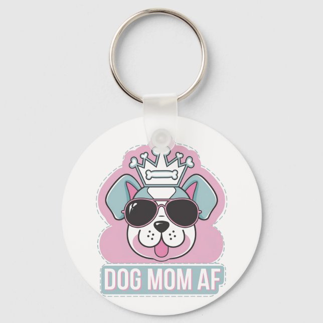 Porte-clés Chien Maman AF - Drôle Chien Maman Design (Recto)