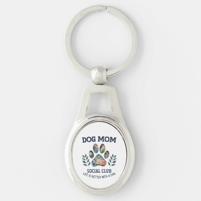 Porte-clés Chien Maman Paw Floral (Devant)