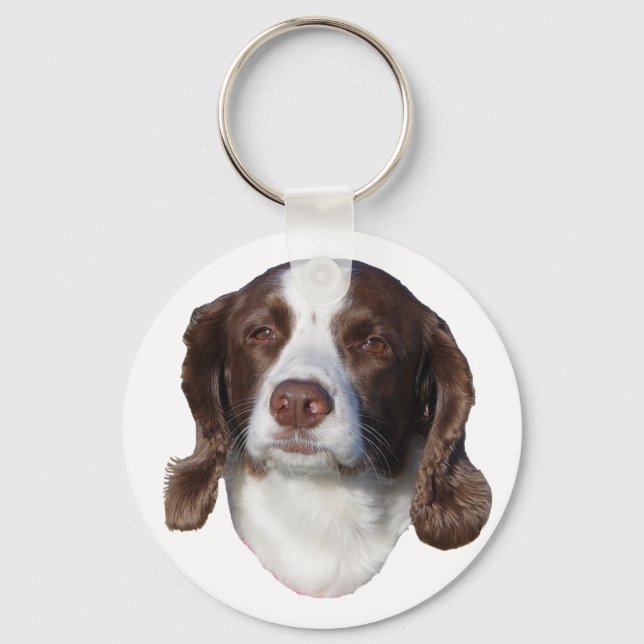 Porte-clés chien marron et blanc (Recto)