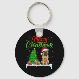 Porte-clés Chien Mastiff Noël Arbre Lumières Noël Chien Masti