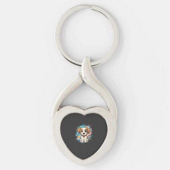 Porte-clés Chien mignon éclaboussure de peinture vectoriel Ar (Devant)