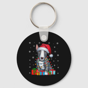 Porte-clés Chien Moche Noël Éclairage Santa Hat Bull Terrier