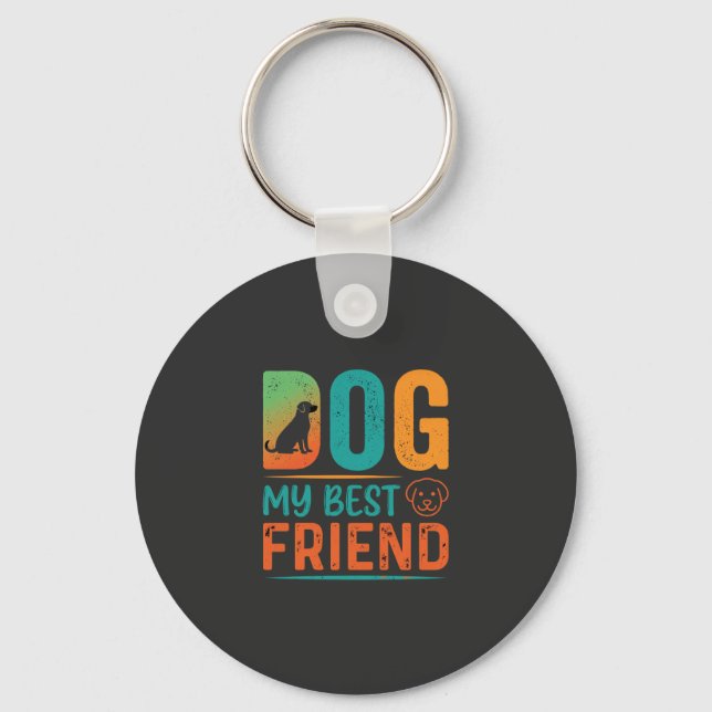Porte-clés Chien Mon Meilleur Ami Design Rétro (Recto)