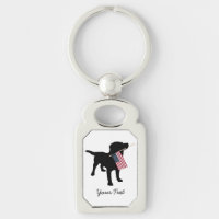 Chien noir de laboratoire avec le drapeau