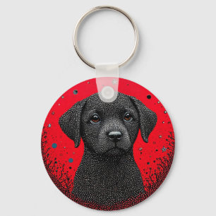 Porte-clés Chien noir fantaisiste