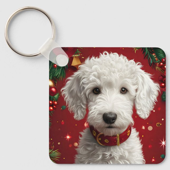 Porte-clés Chien parmi les décorations de Noël (Recto)