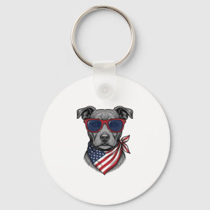 Porte-clés Chien Patriotique Avec Lunettes De Soleil Design D
