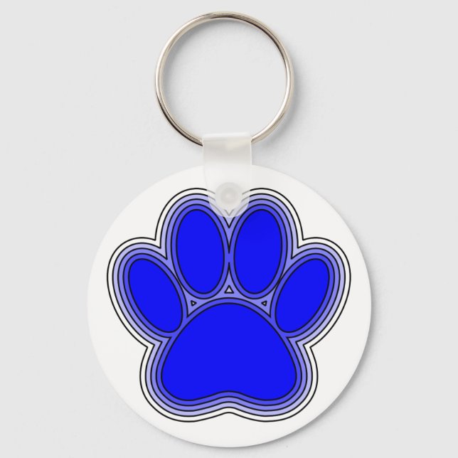 Porte-clés Chien Paw En Bleu Avec Contours (Recto)
