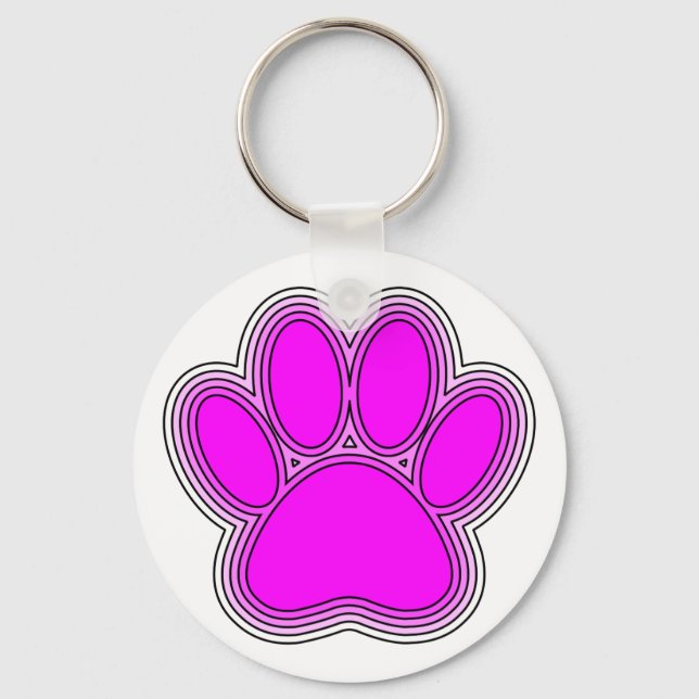 Porte-clés Chien Paw En Rose Avec Des Contours (Recto)