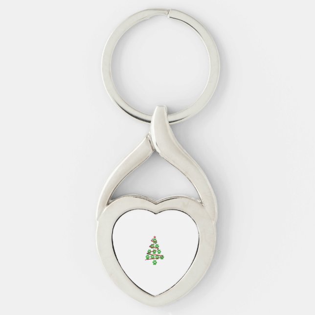 Porte-clés Chien Paws Imprimer l'arbre de Noël pour les Amour (Devant)