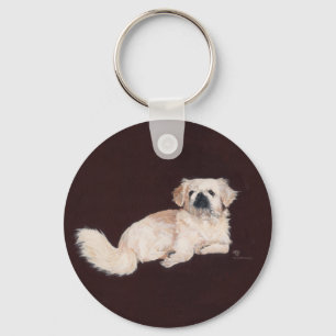Porte-clés Chien pekingese blanc