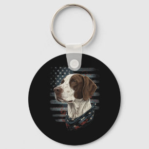 Porte-clés Chien Pointer Anglais Drapeau Américain Patriotiqu