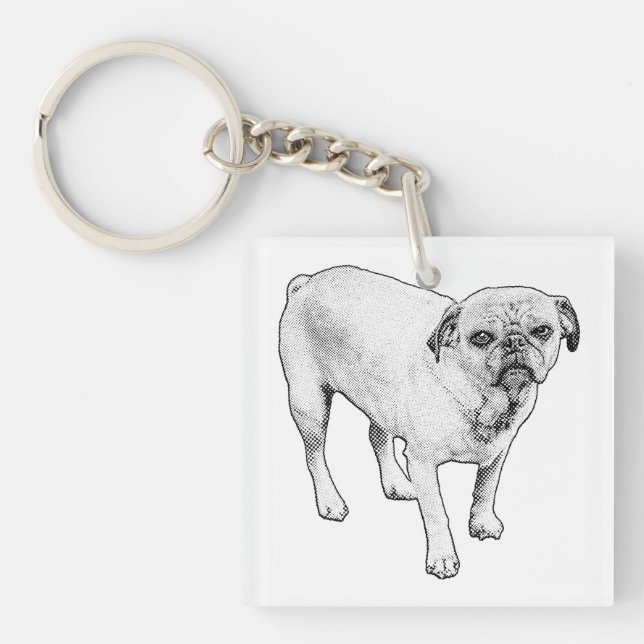 Porte-clés chien pointillé animé pour des voyages  (Devant)