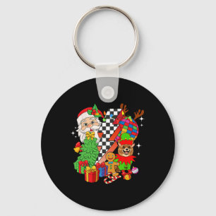 Porte-clés Chien Pomeranian Père Noël Noël