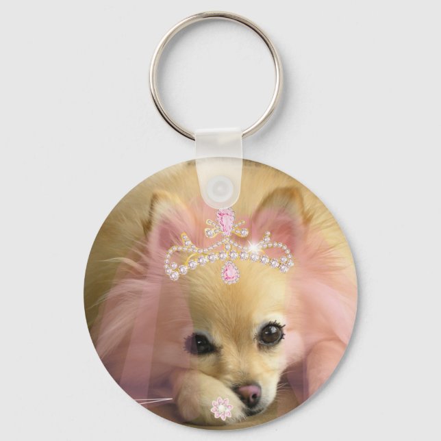 Porte-clés chien princesse de fée avec couronne diamant (Recto)