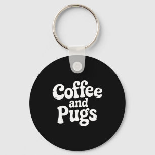 Porte-clés Chien Pug Mignon Amateur de Café Parent Propriétai