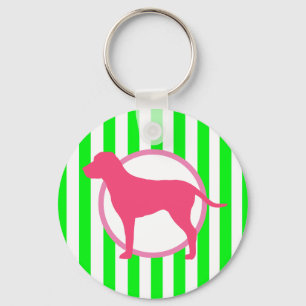 Porte-clés Chien Rayé Rose