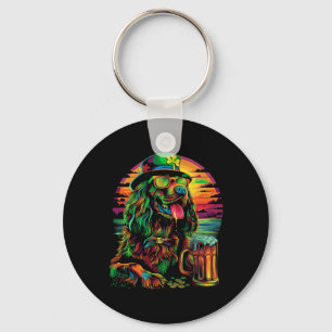 Porte-clés Chien Setter Irlandais Lunettes St Patrick Journee