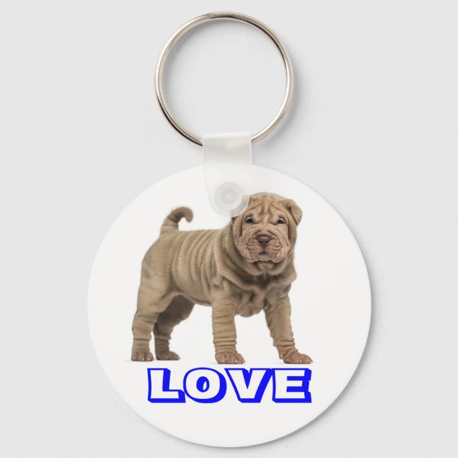 Porte-clés Chien Shar Pei Chinois Mignon (Recto)