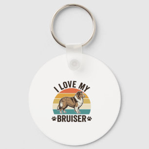 Porte-clés Chien Sheltie Vintage J'aime Mon Bruiser Design Ré