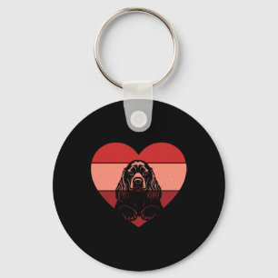 Porte-clés Chien Spaniel à coeur rétro Saint-Valentin vintage