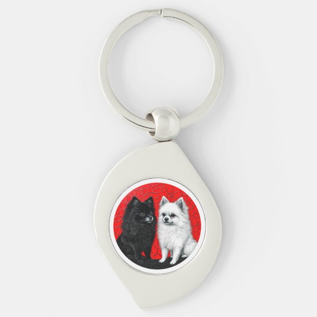 Porte-clés Chien Spitz Japonais Cadeau pour les Am (Devant)