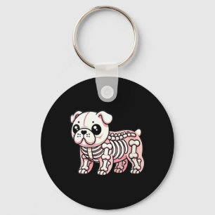 Porte-clés Chien squelette de Bulldog anglais féminin mignon