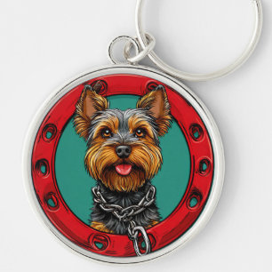 Porte-clés Chien sur un fond vert