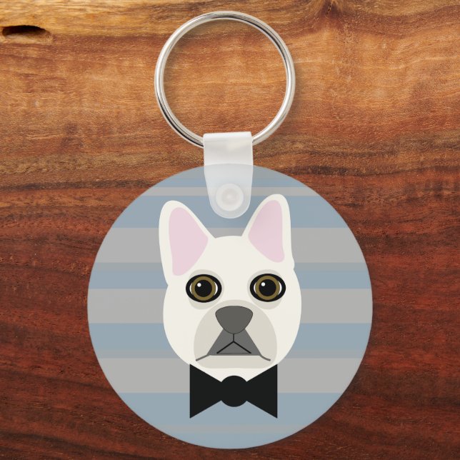 Porte-clés Chien-taureau français blanc, Grandes (Recto)