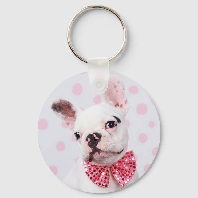 Porte-clés Chien-taureaux français avec Cravate de cou (Recto)