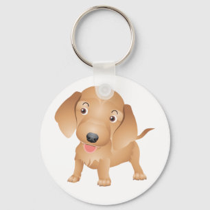 Porte-clés chien teckel blanc