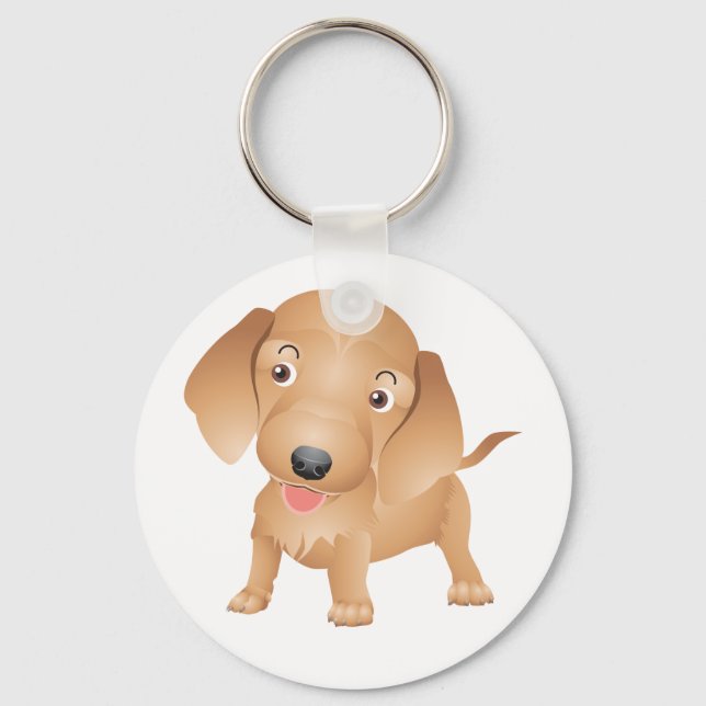 Porte-clés chien teckel blanc (Recto)
