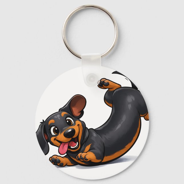 Porte-clés Chien teckel joueur  (Recto)