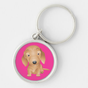Porte-clés Chien Teckel Mignon Rose