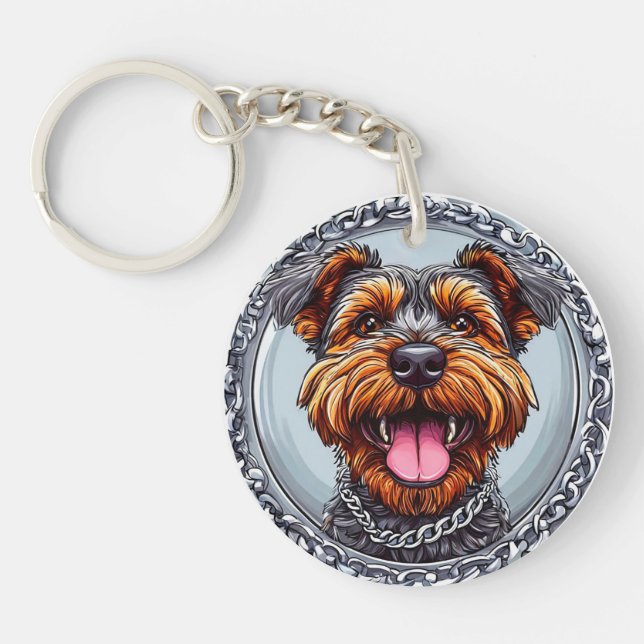 Porte-clés Chien Terrier pour idée cadeau amateurs (Devant)