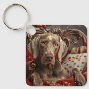 Porte-clés Chien Weimaraner Noël Festif