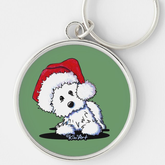 Porte-clés Chien Westie KiniArt Père Noël (Devant)