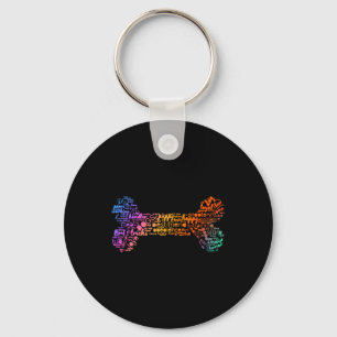 Porte-clés Chien Word Cloud (couleur osseuse)