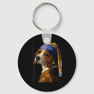 Porte-clés Chienne beagle Girl with a pearl earring mème de c